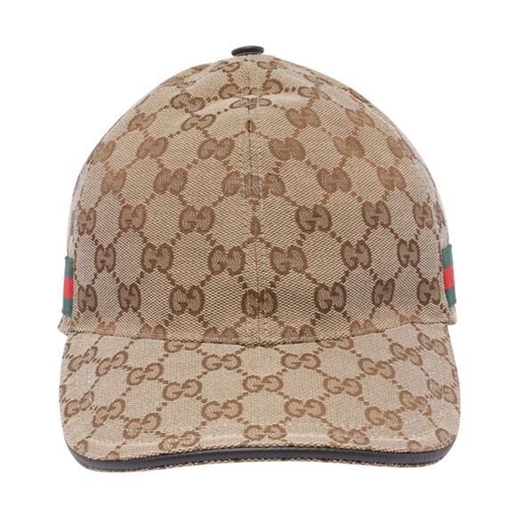 Gucci Men Gg Fabric With Web Baseball Cap